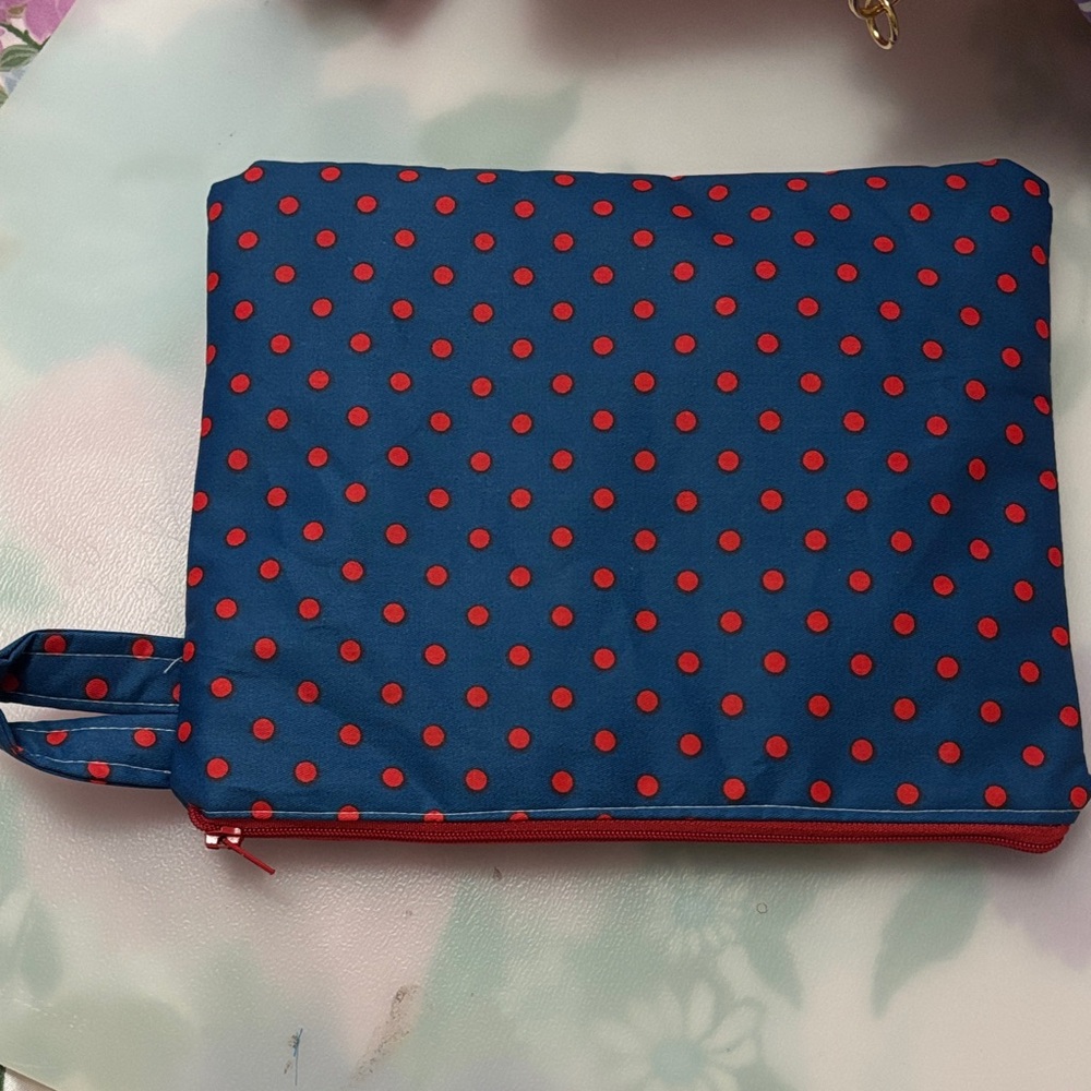 Polka Dot Cosmetic Bag - Blue and Red